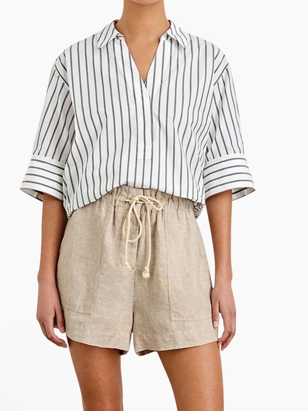 Madewell Natural Tan Drawstring Linen Shorts! Versatile! Gorgeous! M